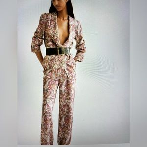 Zara Multicolor Paisley Blazer and Pants Set